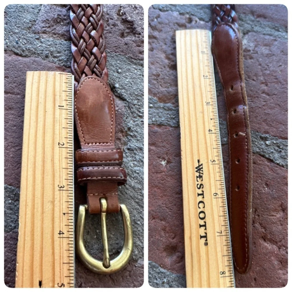 Vintage Coach Men's British Tan 3850 Braided Woven Leather Belt size 36 90cm